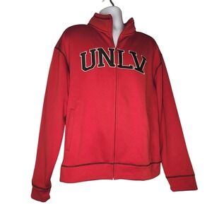 UNLV Rebels Men's Red Full Zip Fleece Jacket Mock‎ Neck Pockets Size L